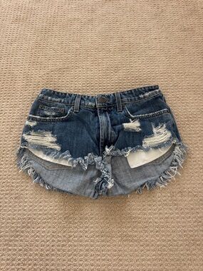 LF Distressed Blue Denim Cutoff Shorts